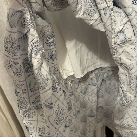 KJP Kiel James Patrick Sea Garden Maxi Dress Sz 8 blue white linen nautical sea - Picture 13 of 15